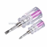 Отвертка двухсторонная маленькая  прозр. рукоятка  Rexant 12-4743