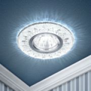 ЭРА DK LD9 SL/WH Светильник декор cо светодиодной подсветкой MR16, прозрачный Б0028080