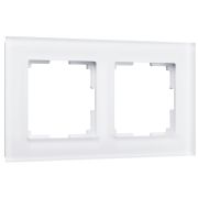 W0021105/ Рамка на 2 поста Favorit (белый матовый,стекло)