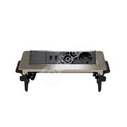 Блок розеток 47 полуавтоматический 2 секции+2 USB 233*93мм серый металлик (кабель питания)