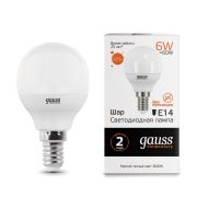 Лампа Gauss LED Elementary Шар 6W E14 420lm 3000K 53116