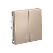 Systeme Electric ArtGallery Песочный Выключатель 2-клавишный с подсветкой, сх.5а, 10АХ, механизм