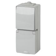 ЭРА Эксперт Блок Розетка + выключатель вертикальный IP65 16АХ-250В серый