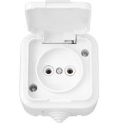 Пралеска Аква Розетка 1-ая б/з с крышкой со шторками РА16-296 открытой установки IP54