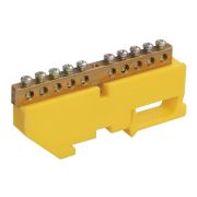 Шина нулевая с большим изолятором на DIN-рейку 10/1 желтый