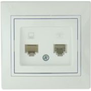LEZARD С/П Розетка Компьютер + телефон белая 701-0202-143