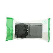 Этюд Серый Блок Переключатель 1-клав + розетка с/з со шторками наружный IP44 BPA16-246C