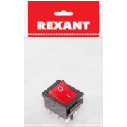 Выключатель клавишный 250V 15А (6с) ON-ON красный с подсветкой индивид. упак. REXANT 36-2350-1