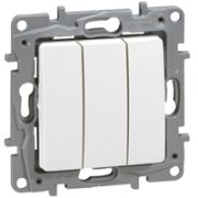 Legrand Etika Белый Выключатель 3-клавишный 10А автомат. зажим 672213
