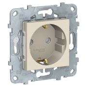 Schneider Electric Unica New Беж Розетка с/з со шторками, винт. зажим, 16А, 250В,