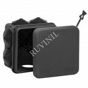 Тусо коробка распаячная для о/п 70*70*40мм IP55 6 вводов черная 67030Ч