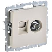 IEK BRITE BASE Бежевый Розетка двойная TV+RJ45 кат.5E РТВ/РК12-БрКр.
