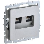 IEK BRITE BASE Алюминий Розетка комп двойная RJ45 кат.5E РК10-2-БрА.