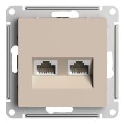 Systeme Electric AtlasDesign Песочный Розетка двойная компьютерная RJ45+RJ45, кат.5E, механизм