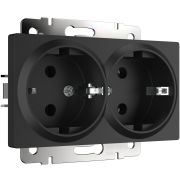 W1172008/ Розетка двойная с заземлением (черный матовый)
