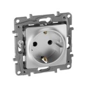 Legrand Etika Алюминий Розетка с/з со шторками автомат. зажимы 672422