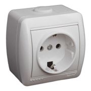 LEZARD Розетка 1-ая с/з О/П белая 710-0200-122