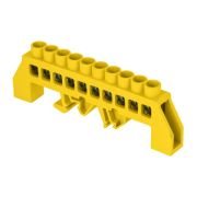 Шина «0» (8х12мм.) 125А 10 отверстий желтый на DIN-рейку латунь EKF PROxima sn0-125-10-dpe