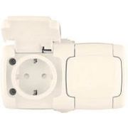 Wessen Рондо Бежевый Розетка 2-я с/з с защитными шторками 10А, IP44, наружная RA16-227B-SI