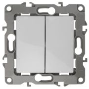 12-1004-01 ЭРА 12 Выключатель двойной 10А без м.лапок белый