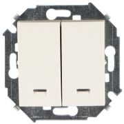 Simon 15 Бежевый Выключатель 2-клавишный с подсветкой, 16А, 250В, винт.зажим