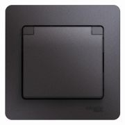 SE Glossa Графит Розетка с заземлением со шторками с крышкой IP20 (в сборе) GSL001346