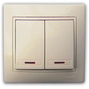 LEZARD С/П Выключатель 2-кл с подсв крем 701-0303-112