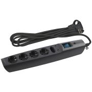 Сетевой фильтр SFU-5es-2m-B черный с/з 3х0,75мм2 со шт. с выкл. 5гн+2хUSB, 2м ЭРА C0043326