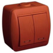 LEZARD Выключатель 2 кл. О/П с подсветкой вишня 710-0600-112