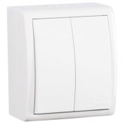 Simon 15 Aqua Белый Выключатель 2-клавишный с подсветкой наружный, IP54