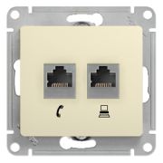 SE Glossa Беж Розетка 2-я RJ11+RJ45, кат.5E GSL000285