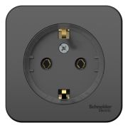 Blanca Розетка 1-ая с/з без шторок.(тонкая) 16А, 250В, изолирующая пластина Антрацит BLNRA110116