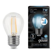 Лампа Gauss LED Filament Шар E27 7W 580lm 4100K step dimmable 105802207-S