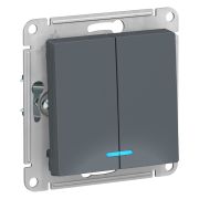 Systeme Electric AtlasDesign Грифель Выключатель 2-клавишный с подсветкой, сх.5а, 10АХ, механизм