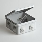 Тусо коробка распаячная для о/п 100х100х50мм серая (откид.крышка) IP54 8 вводов 67045