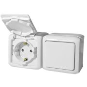 Legrand Quteo Белый Блок Выключатель 1-кл+роз с/з с шт IP44