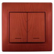 LEZARD С/П вишня выключатель 2-кл с подсветкой 701-0601-112