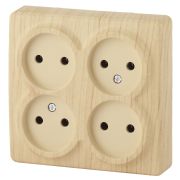ЭРА Эксперт Розетка 4-ая б/з 16А ОУ сосна IP20 11-2210-11