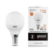 Лампа Gauss LED Elementary Шар 12W 880lm E14 3000K 53112