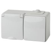ЭРА Эксперт Блок Розетка + выключатель  IP65 16АХ-250В серый 11-7601-03