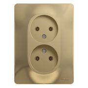 SE Glossa Титан Розетка 2-я без заземления (в сборе с рамкой) GSL000420