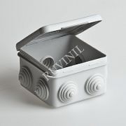 Тусо коробка распаячная для о/п 80*80*40мм IP54 под пистолет откидная крышка 7 вводов серая 67040М