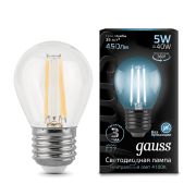 Лампа Gauss LED Filament Шар E27 5W 450lm 4100K 105802205