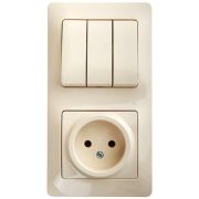 SE Glossa Беж Блок: Розетка 1-ая б/з и 3-кл. выключатель GSL000276