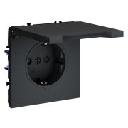 Розетка встраиваемая VOLTUM S70 с заземлением, защитными шторками и крышкой 16А, (графит)