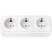 Розетка 3-ая с/з со шторками открытой установки IP20 РА16-276 Пралеска