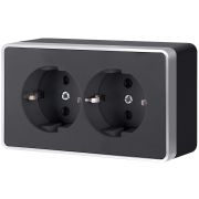 Розетка двойная с заземлением Gallant (черный/хром) W5072135