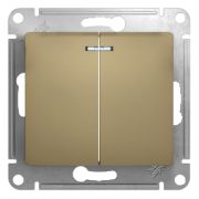 SE Glossa Титан Выключатель 2-клавишный с подсветкой, сх.5а GSL000453