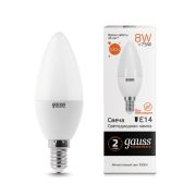 Лампа Gauss LED Elementary Свеча 8W E14 520lm 3000K 33118