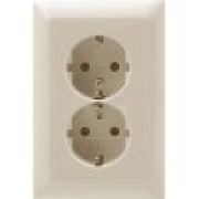 ABB Basic 55 Розетка 2-ая с/з моноблок 16А бежевый 2CKA002014A1463 (2014-0-1463)